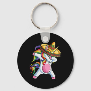 Dabbing Unicorn Shirt Cinco De Mayo Kids Girls Wom Keychain