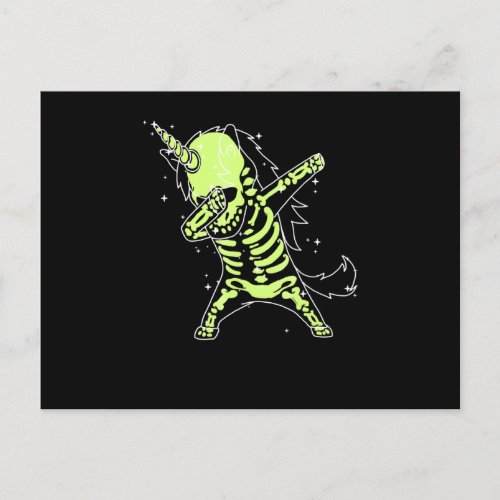 dabbing unicorn skeleton  dab hip hop x_ray glow announcement postcard