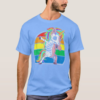 Dabbing Unicorn Skeleton Halloween Dab Dance Scary T-Shirt