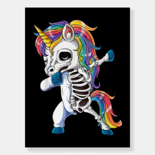 Dabbing Unicorn Skeleton Halloween Girls Foam Board