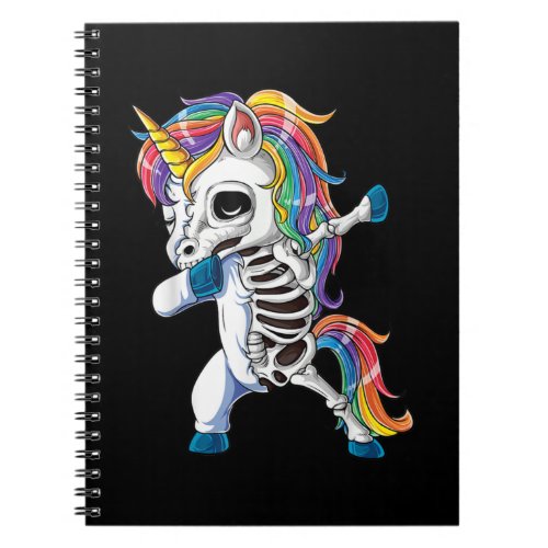 Dabbing Unicorn Skeleton Halloween Girls Notebook