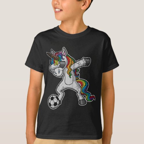 Dabbing Unicorn Soccer Girls Women T_Shirt