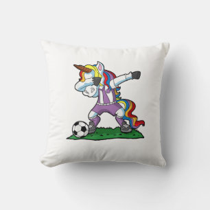 Dabbing Unicorn Soccer Girls Women Team Coach Gift Throw Pillow
