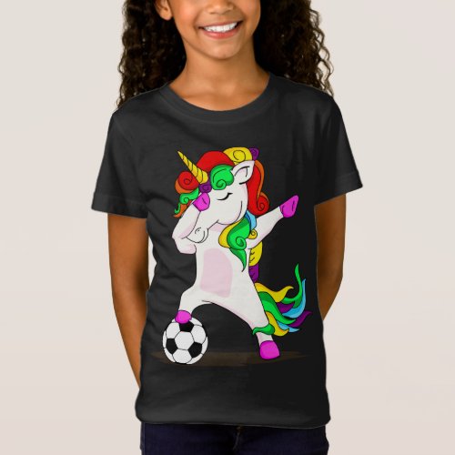 Dabbing Unicorn Soccer Player Unicorn Gifts T_Shirt