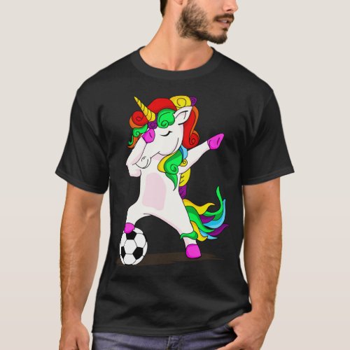 Dabbing Unicorn Soccer Player Unicorn Gifts T_Shirt