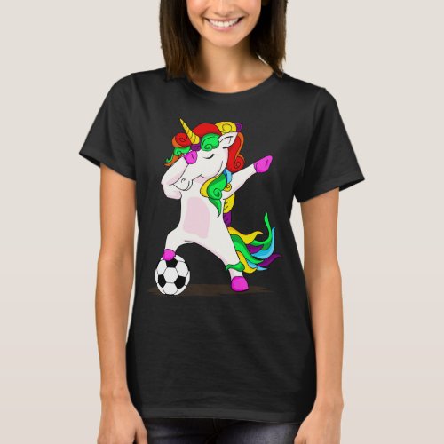 Dabbing Unicorn Soccer Player Unicorn Gifts T_Shirt
