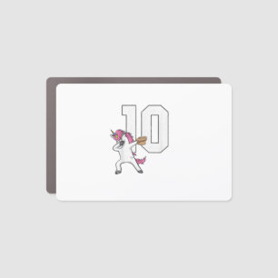 Dabbing Unicorn Softball Number 10 T-Shirt - Softb Car Magnet