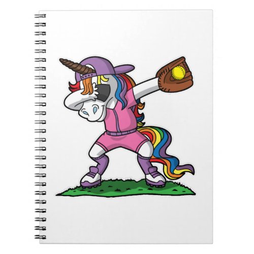 Dabbing Unicorn Softball Pink Purple Uniform Notebook