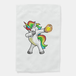 Dabbing Unicorn Softball Player Funny Dab Dance Ra Garden Flag