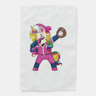 Dabbing Unicorn Softball Rainbow Baseball Girls Te Garden Flag