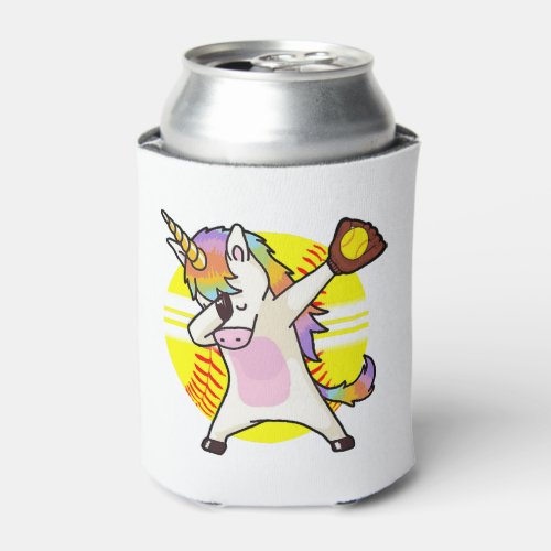 Dabbing Unicorn Softball T Shirt Funny Dab Gift Can Cooler