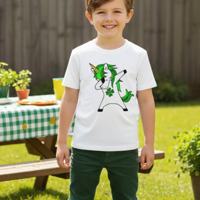 Dabbing Unicorn St. Patrick's Day Green Shamrock T-Shirt (Creator Uploaded)
