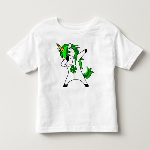 Dabbing Unicorn St Patricks Day Green Shamrock Toddler T_shirt