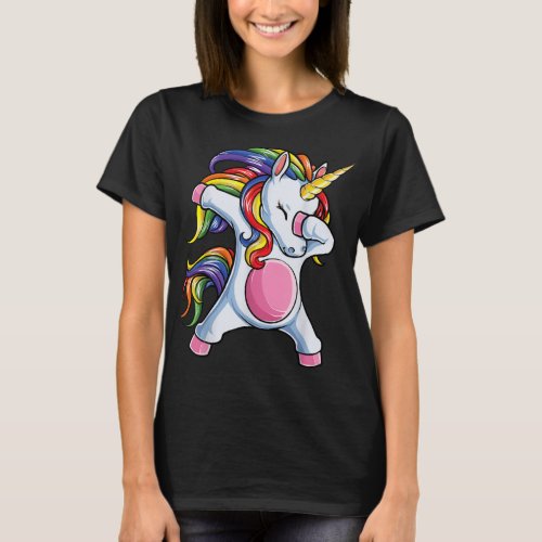 Dabbing Unicorn T Girls Kids Rainbow Unicorns 966 T_Shirt