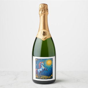 Dabbing Unicorn T Shirt - Funny Dab Dance Rainbow Sparkling Wine Label