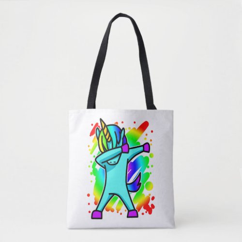 Dabbing Unicorn T_Shirt Funny Unicorn Rainbow Pun Tote Bag