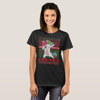Dabbing Unicorn Ugly Christmas T-Shirt