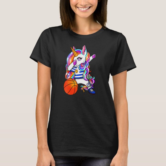 Dabbing Unicorn Uruguay Basketball Fans Jersey Bba T-Shirt (Front)
