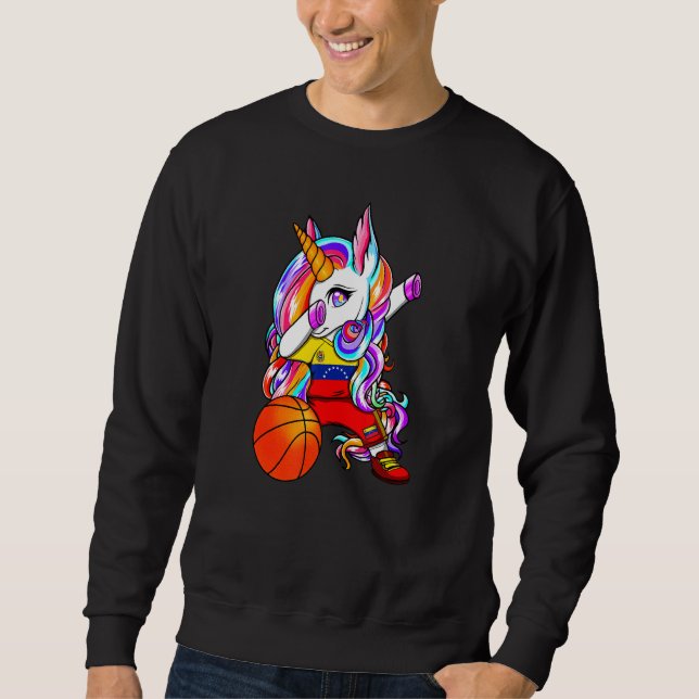 Dabbing Unicorn Venezuela Basketball Fans Jersey B Sweatshirt (Front)