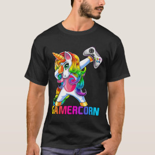 Dabbing Unicorn Video Game Controller Gamer Girl T-Shirt