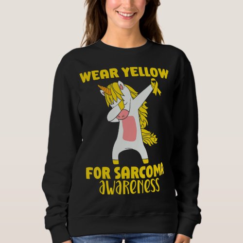 Dabbing Unicorn Wear Yellow For Sarcoma Awareness Sweatshirt