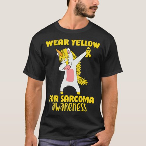 Dabbing Unicorn Wear Yellow For Sarcoma Awareness T_Shirt