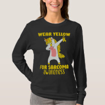 Dabbing Unicorn Wear Yellow For Sarcoma Awareness T-Shirt