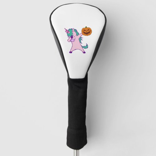 Dabbing Unicorn with Halloween Pumpkin Golf Head Cover