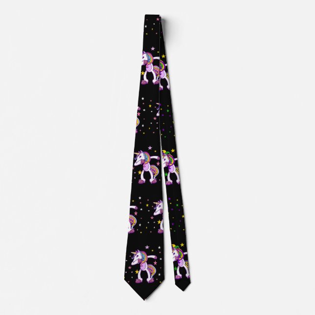 Dabbing Unicorn with stars Neck Tie (Front)