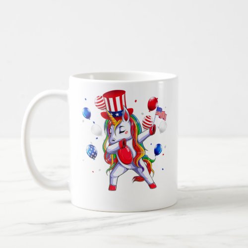 Dabbing Unicorn With Uncle Sam Hat American Flag 4 Coffee Mug