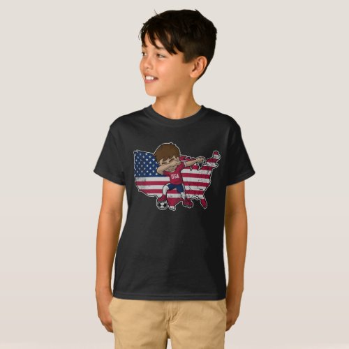Dabbing USA Soccer Player Dab American Flag T_Shirt