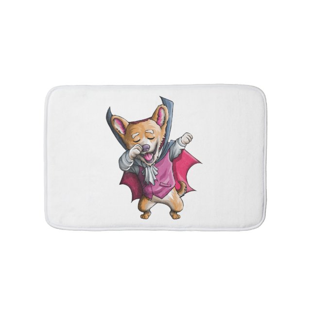 Dabbing Vampire Corgi Cute Halloween Corgi Funny Bath Mat (Front)