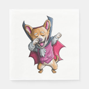 Dabbing Vampire Corgi Cute Halloween Corgi Funny Napkins