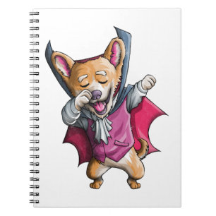 Dabbing Vampire Corgi Cute Halloween Corgi Funny Notebook