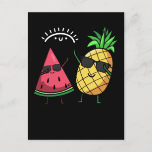 Dabbing Watermelon Pineapple Kawaii Summer Fruits Postcard