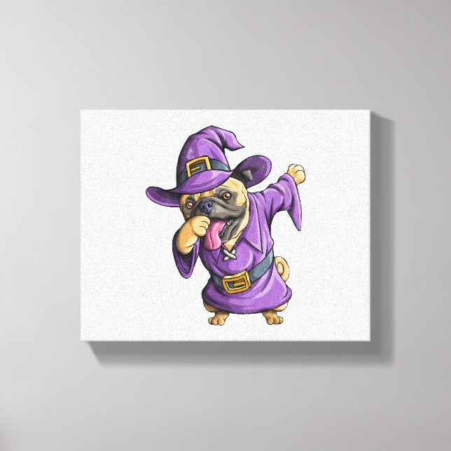 Dabbing Witch Pug Cute Halloween Pugs Funny Dab Canvas Print (Front)