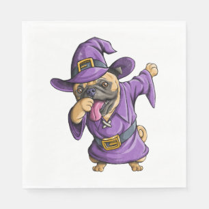 Dabbing Witch Pug Cute Halloween Pugs Funny Dab Napkins