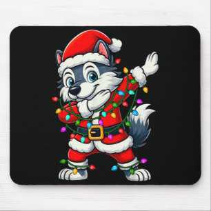 Dabbing Wolf Lights Santa Xmas Girls Boys Kids Chr Mouse Pad