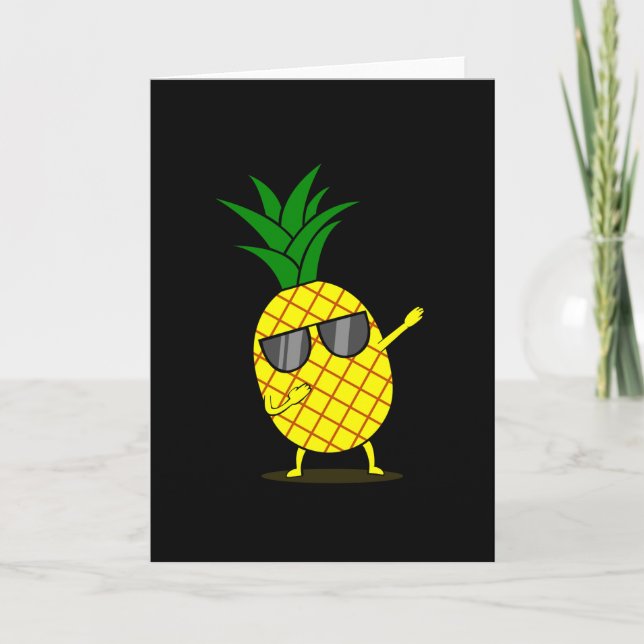 Dabbing Yellow Pineapple DAB Funny Dancing Fruit Card (Front)