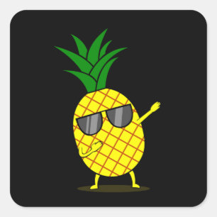 Dabbing Yellow Pineapple DAB Funny Dancing Fruit Square Sticker