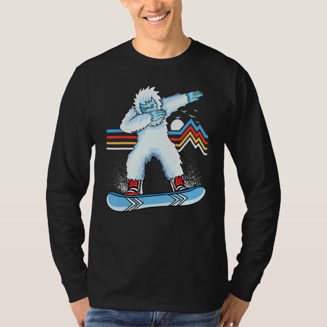 Dabbing Yeti Vintage Snowboarding  Retro Snowboard T-Shirt (Front)