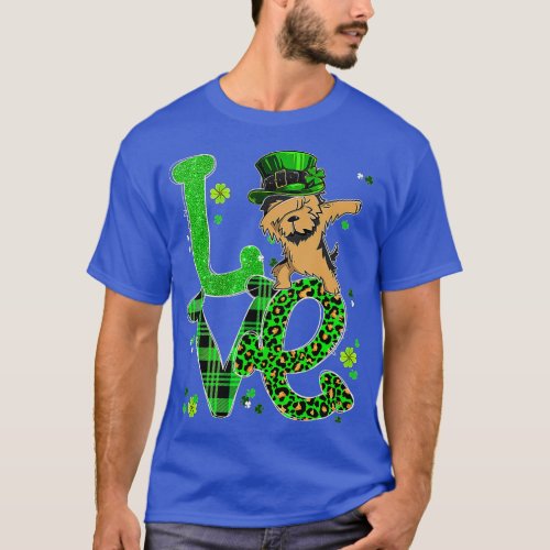 Dabbing Yorkie Dog LOVE Shamrock Funny St Patrick T_Shirt