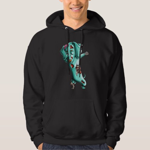 Dabbing Zombie Dachshund Halloween Dab Dog Hoodie