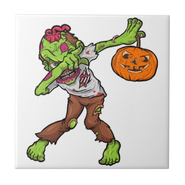 Dabbing Zombie Halloween Dab Funny Gift design Ceramic Tile (Front)