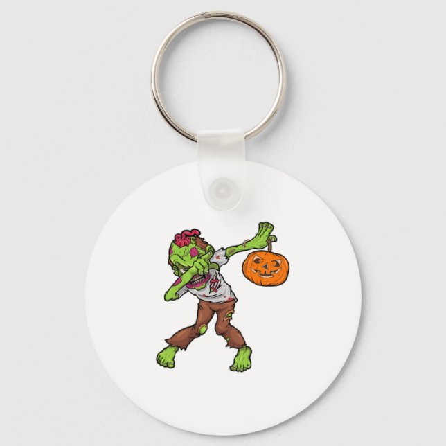Dabbing Zombie Halloween Dab Funny Gift design Keychain (Front)