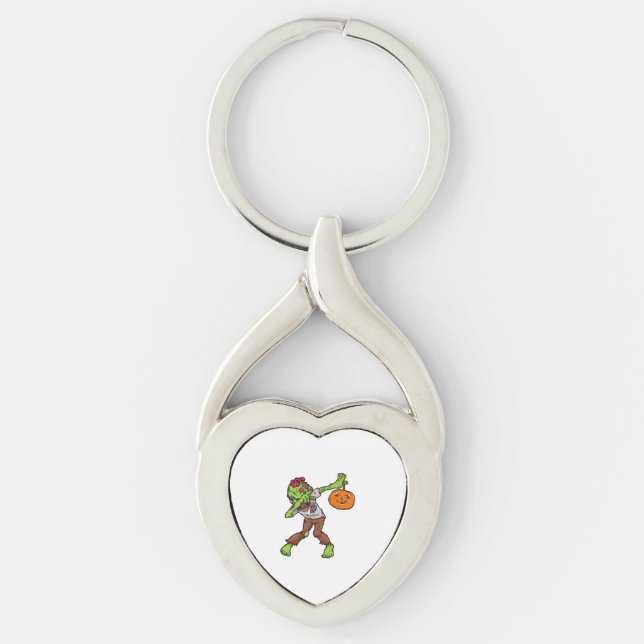 Dabbing Zombie Halloween Dab Funny Gift design Keychain (Front)