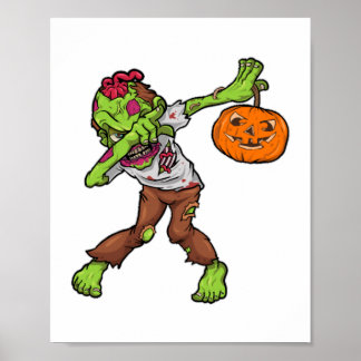 Dabbing Zombie Halloween Dab Funny Gift design Poster
