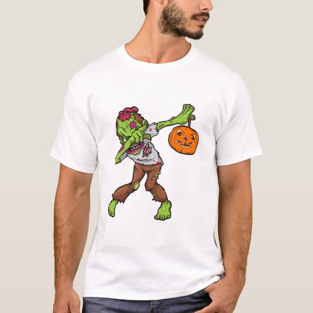 Dabbing Zombie Halloween Dab Funny Gift design T-Shirt (Front)