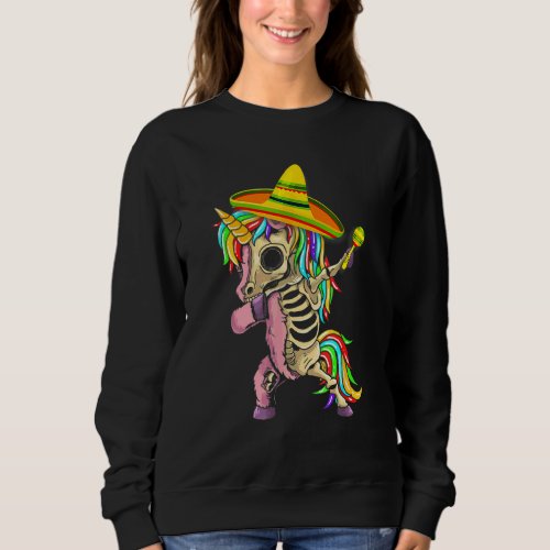 Dabbing Zombie Skeleton Unicorn Cinco De Mayo Mexi Sweatshirt