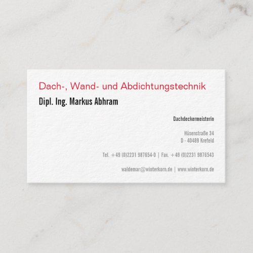 Dachdecker Visitenkarte Business Card